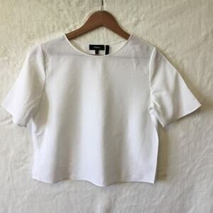 Theory White Style Easy Woven Tee Shirt